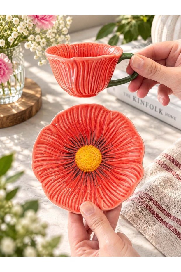 Onedekor 2 Kişilik Petal Kahve Fincanı Seti - GalaturQa