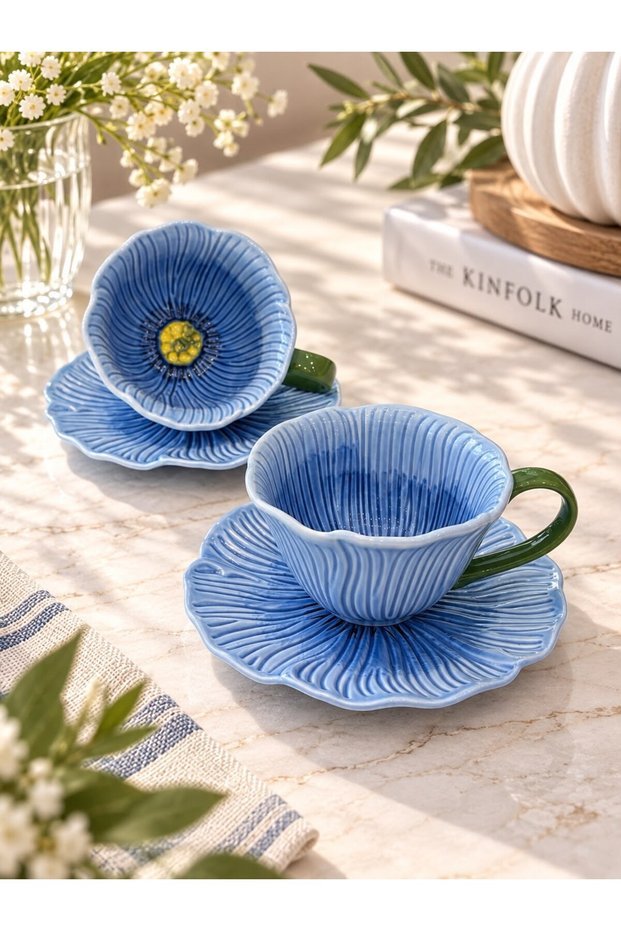 Onedekor 2 Kişilik Petal Kahve Fincanı Seti - GalaturQa