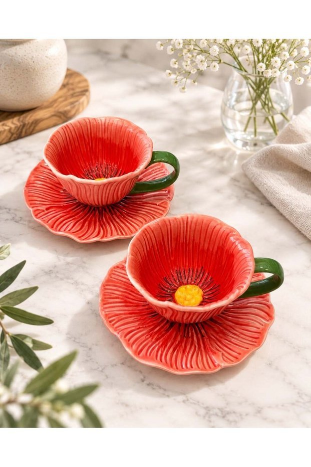 Onedekor 2 Kişilik Petal Kahve Fincanı Seti - GalaturQa