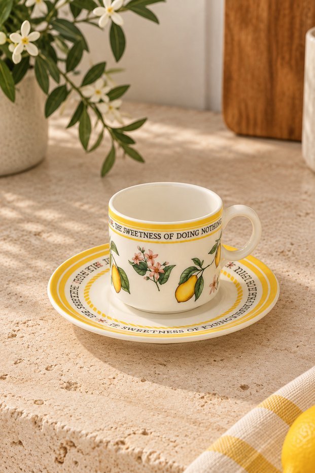 Bucolic 2'li Lemon Bliss Porselen Fincan Takımı - GalaturQa