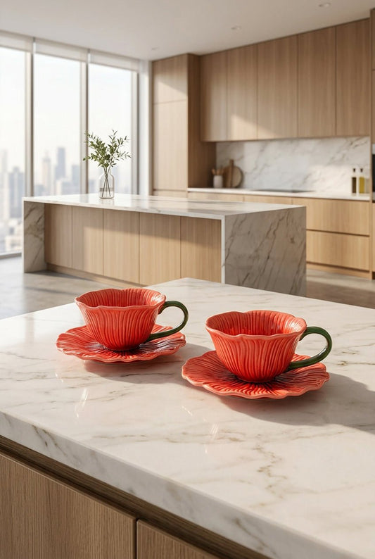 Onedekor 2 Kişilik Petal Kahve Fincanı Seti - GalaturQa