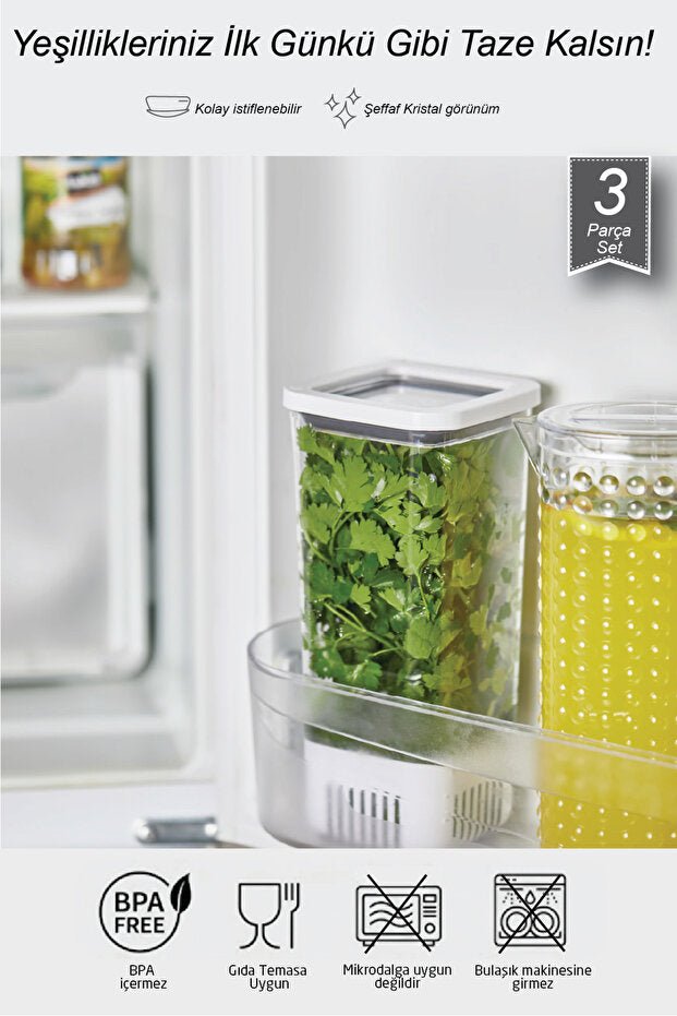 Kare Saklama Kabı Seti 3x1700 ml - GalaturQa