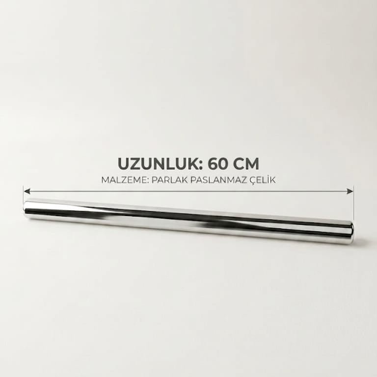3'lü Paslanmaz Çelik Oklava Seti / 60, 70, 85 cm - GalaturQa
