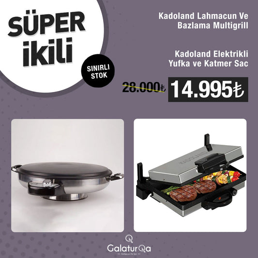 Kadoland Super Ikili - Kadoland Lahmacun Ve Bazlama Makinesi / Tava Hariç + Kadoland Elektrikli Yufka ve Katmer Sacı