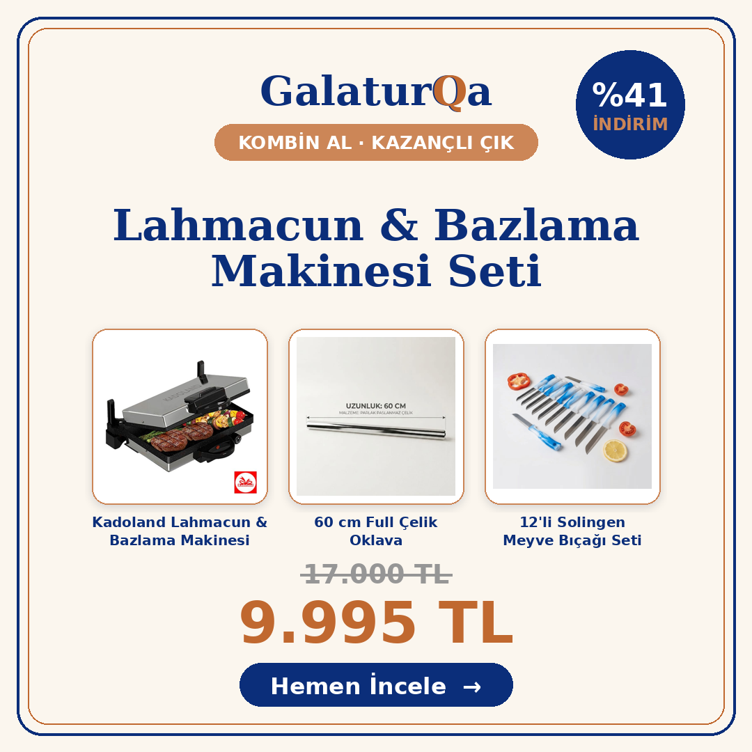 Lahmacun & Bazlama Makinesi + 60 cm Çelik Oklava + 12'li Solingen Bıçak