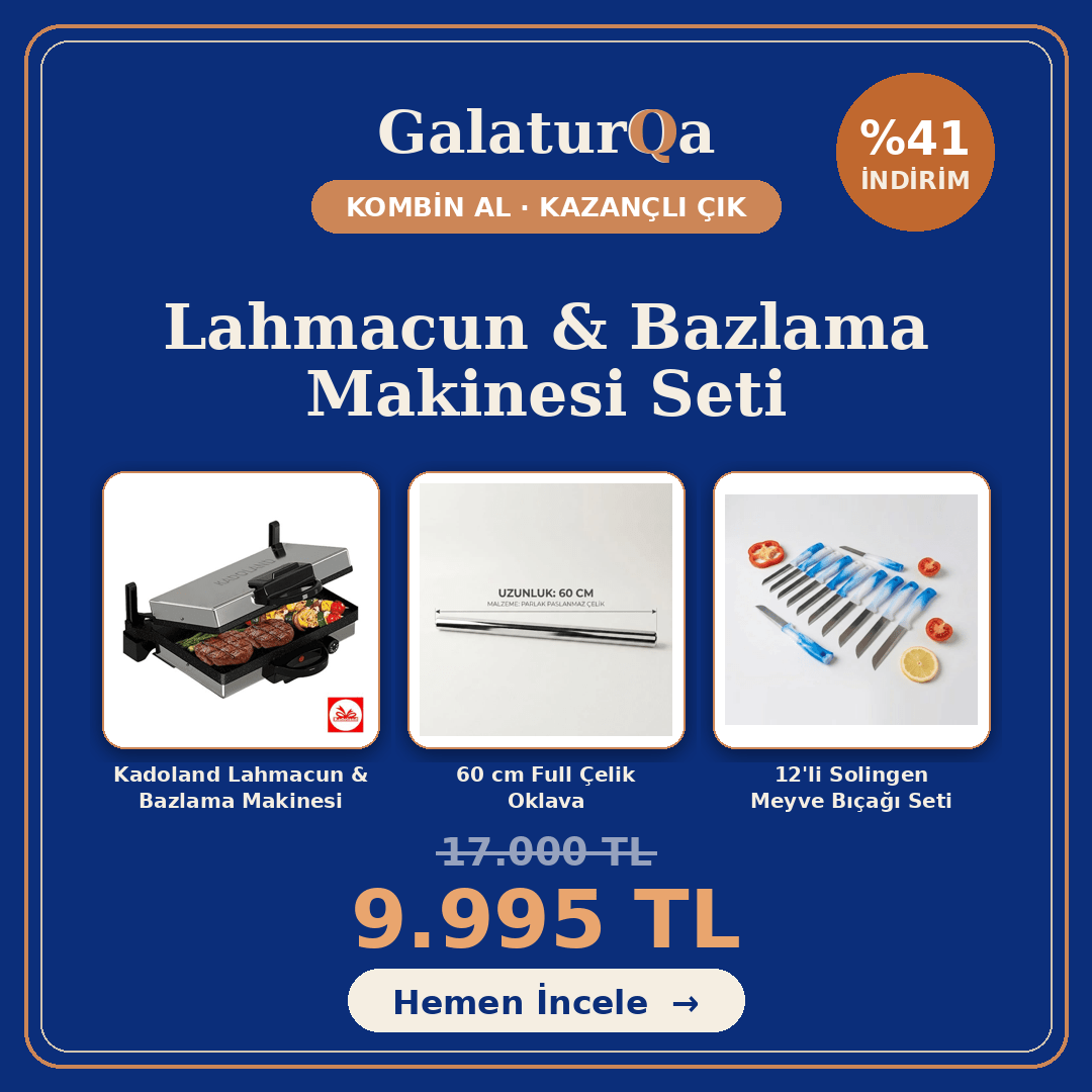 Lahmacun & Bazlama Makinesi + 60 cm Çelik Oklava + 12'li Solingen Bıçak - GalaturQa